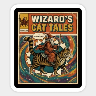Wizard's Cat Tales To Adventure! Comic Book Vintage Sticker
